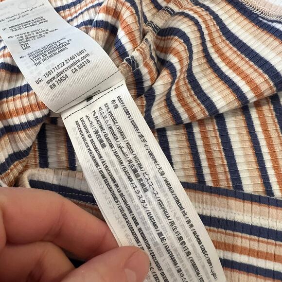 Abercrombie & Fitch Stretch Striped Button Detail Short Sleeve Dress Size XS NEW - Picture 7 of 12